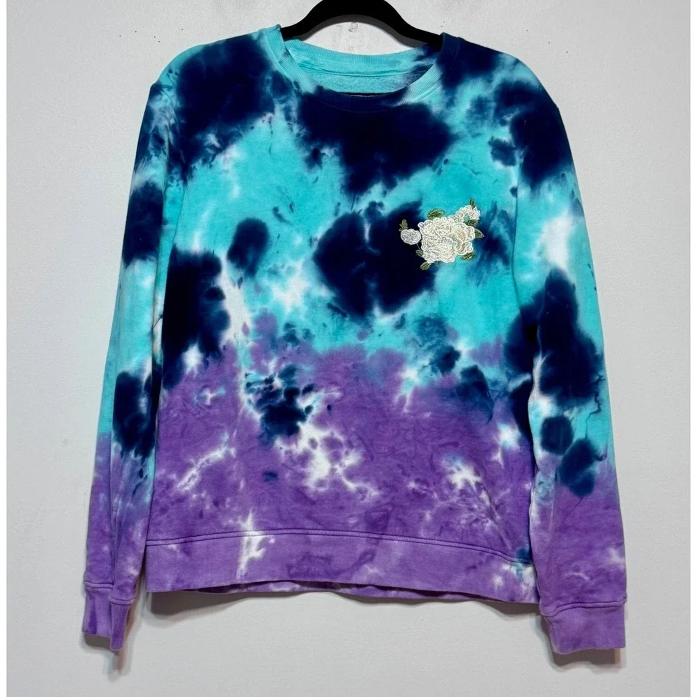 Blind Rooster Streetwear Cyber Y2K Sweatshirt Mens Size Medium Grunge Tie Dye